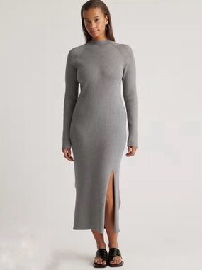 Quince Eco-Knit Ribbed Mock Neck Sweater Dress NWT , sz : XS